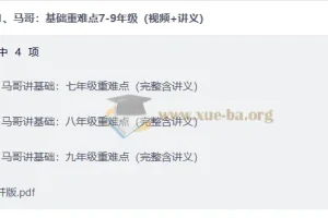 马哥初中数学基础重难点精讲 7-9年级视频+讲义全套