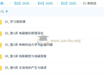 袁帅2025-2026高二物理S冲顶寒假班 电磁感应与热光综合提升